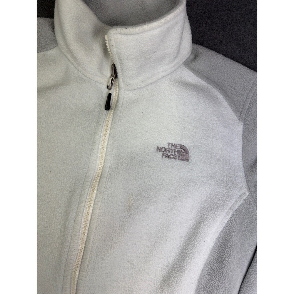 The North Face Flashdry‎ Fleece Jacket Womens M Full Zip White Gray Outdoor